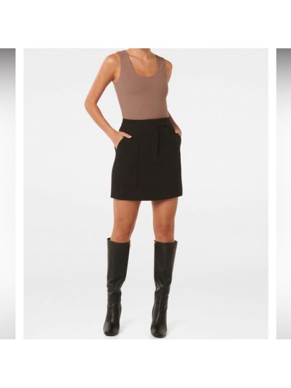 ANTHROPOLOGIE TABITHA Runny Yoke textured cotton mini skirt fully lined black 4